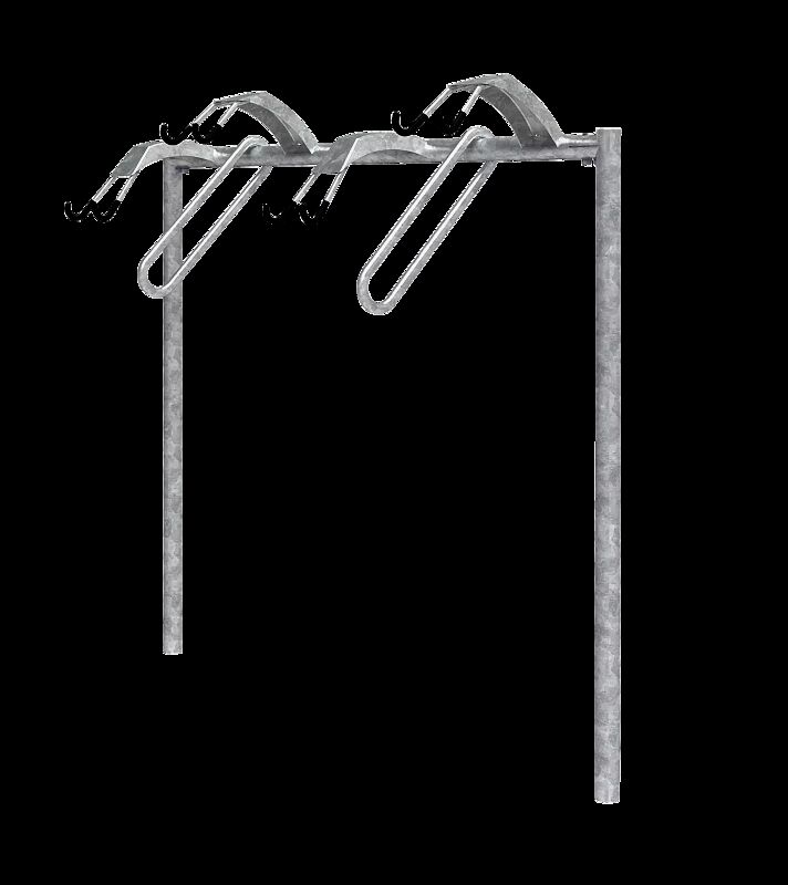 Lenkerhaltesystem APROPOS einseitig, mit Betonsockel zum Eingraben, 4 Stellplätze, feuerverzinkt