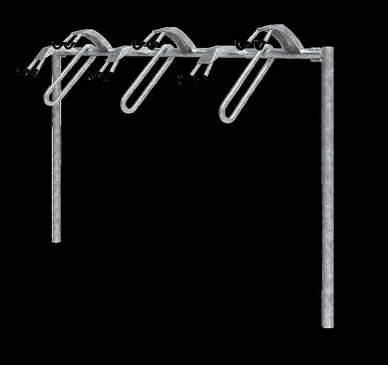 Lenkerhaltesystem APROPOS einseitig, mit Betonsockel zum Eingraben, 6 Stellplätze, feuerverzinkt