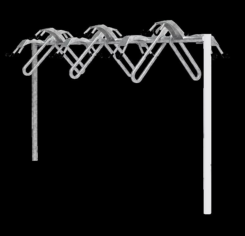 Lenkerhaltesystem APROPOS doppelseitig, Anbauelement, mit Betonsockel zum Eingraben, 12 Stellplätze, feuerverzinkt