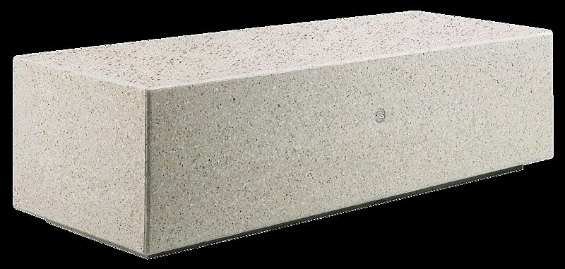 Sitzbank DEMETRA ohne Rückenlehne, aus Beton, Sitzfläche gestockt, in Granitoptik weiß