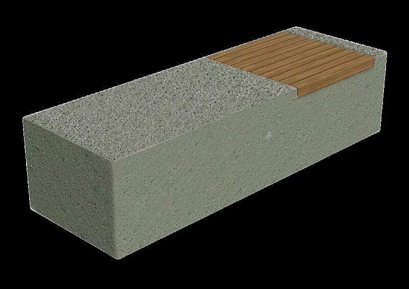 Sitzbank DEMETRA ohne Rückenlehne, aus rekonstituiertem Marmor gestockt, mit Okouméholzbelattung, in grün alpi