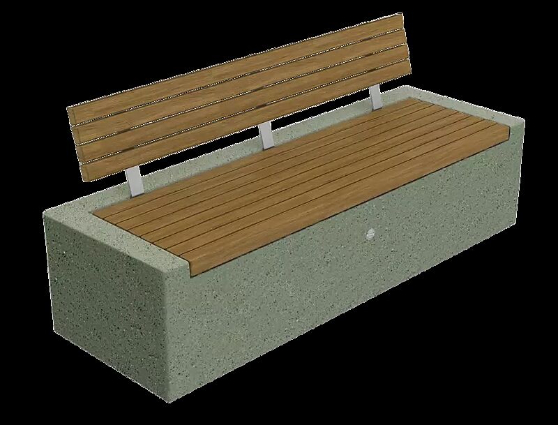 Sitzbank DEMETRA mit Rückenlehne, aus rekonstituiertem Marmor, mit Okouméholzbelattung, in grün alpi