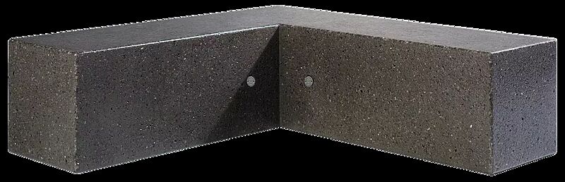 Eckbank IRISA aus rekonstituiertem Marmor, Sitzflächen geschliffen, Seitenflächen sandgestrahlt, in schwarz ebano