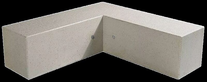 Eckbank IRISA aus rekonstituiertem Marmor, Sitzflächen gestockt, Seitenflächen sandgestrahlt, in botticino