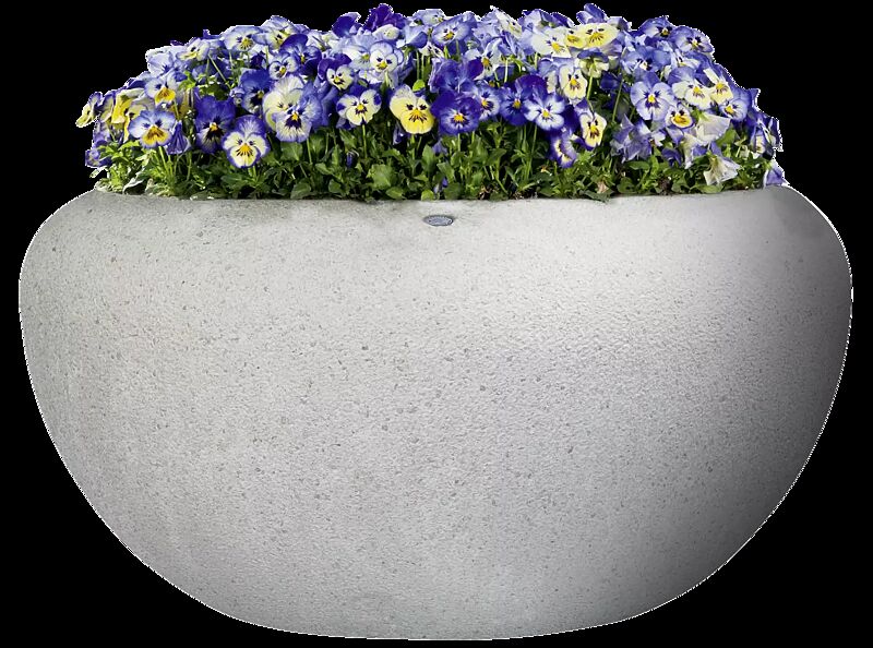 Pflanzbehälter VENERE aus Beton gestockt, in Granitoptik weiß