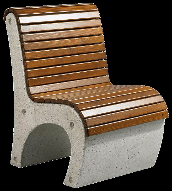 Sitz GEA aus Beton, mit Okoumé-Holzauflage, in Granitoptik weiß