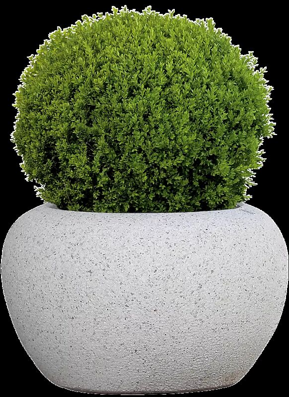 Pflanzbehälter LUNAO aus Beton gestockt, Granitoptik weiß