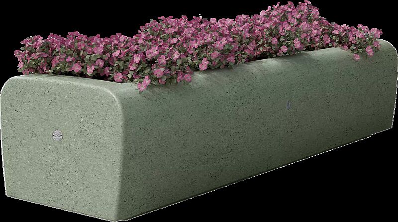 Pflanzbehälter ONDA, rechteckig, aus rekonstituiertem Marmor geschliffen, in grün alpi