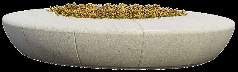 Rundbank OLIMPO aus Beton geschliffen, in Granitoptik weiß