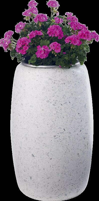 Pflanzbehälter ORIONE aus rekonstituiertem Marmor geschliffen, in weiß carrara