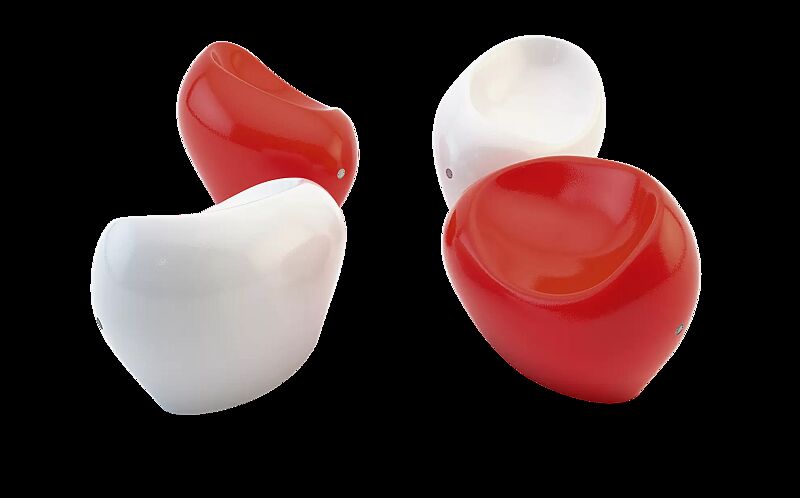 Sitz HAPPY, in RAL 9003 signalweiß und RAL 3020 verkehrsrot