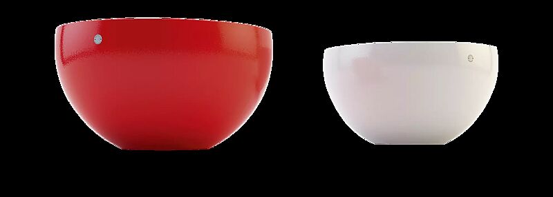 Tisch FAMILY aus Beton in RAL 3000 feuerrot und RAL 9010 reinweiß