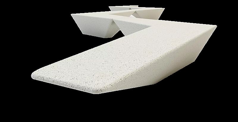 Sitzbank ARROW aus Beton, in Granitoptik weiß