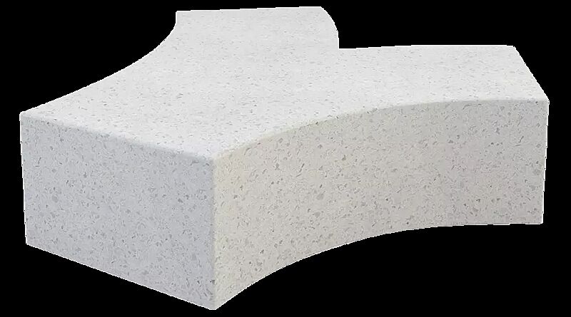 Sitzbank CROSS KUBB aus rekonstituiertem Marmor, Sitzfläche geschliffen, in weiß carrara