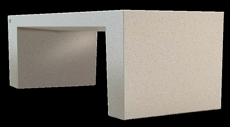 Tisch ERACLEA aus Beton, Tischfläche geschliffen, in Granitoptik weiß