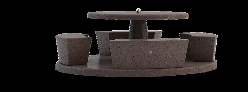 Bank-Tisch-Kombination ICARO aus rekonstituiertem Marmor, in porphyr