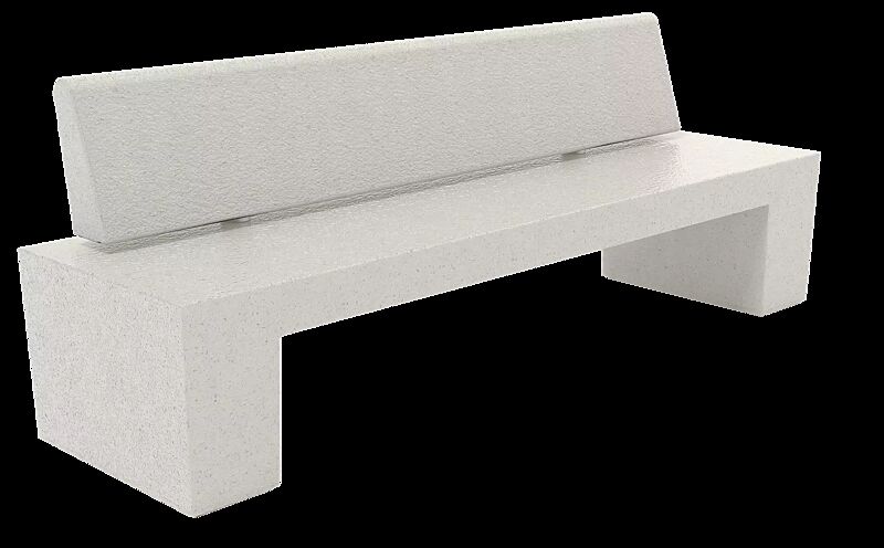 Sitzbank ERACLEA mit Rückenlehne, aus rekonstituiertem Marmor, Sitzfläche und Rückenlehne gestockt, in weiß carrara