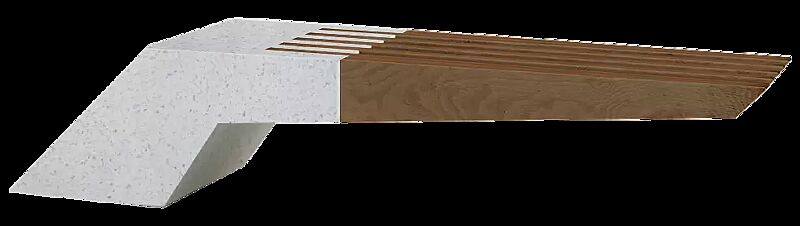 Sitzbank WING WOOD aus Marmor, mit Okouméholzsitz, in weiß carrara