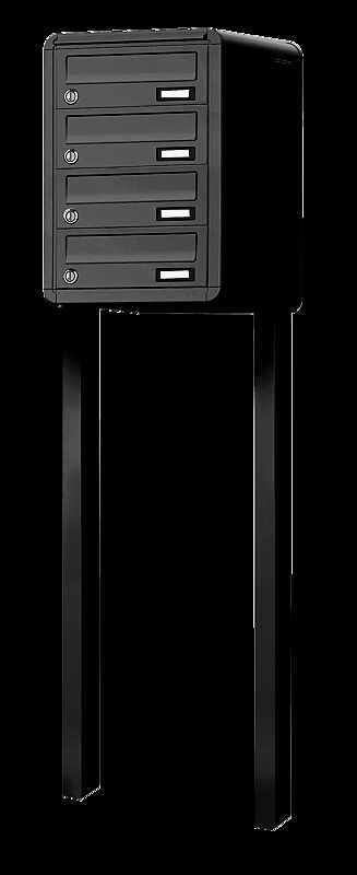 Freistehende Briefkastenanlage METZ zum Einbetonieren, 4-teilig, in RAL 7016 anthrazitgrau