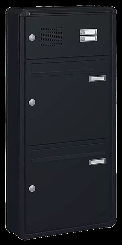 Aufputzanlage NIZZA NEW mit 2 Briefkästen, mit Sprech- / Klingelfach, in RAL 7016 anthrazitgrau