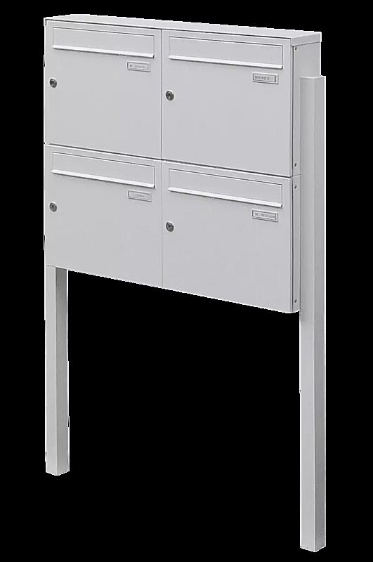 Briefkastenanlage BRETAGNE, mit 4 Briefkästen, zum Einbetonieren, in RAL 9016 verkehrsweiß