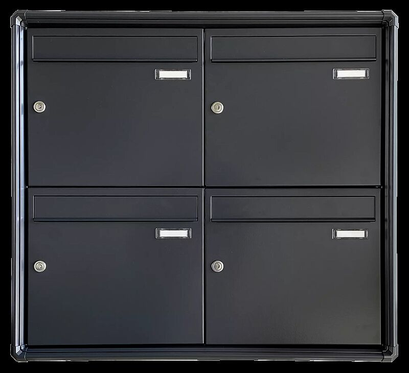 Aufputz-Briefkastenanlage NIZZA, 4 Briefkästen (je 2 nebeneinander), ohne Sprech- / Klingelfach