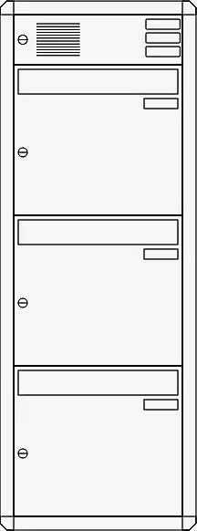 Unterputz-Briefkastenanlage NIZZA, 3 Briefkästen (untereinander), mit Sprech- / Klingelfach