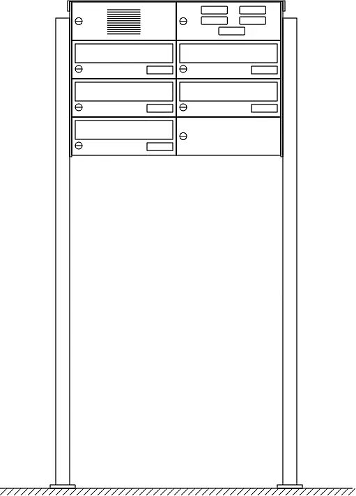 Briefkastenanlage NANTES, zum Aufdübeln, 5 Briefkästen (2 nebeneinander), mit Sprech- / Klingelfach