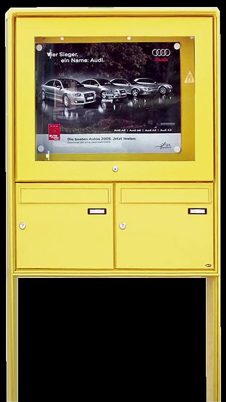 Briefkastenanlagen mit Mitteilungskasten, Modell 1, in RAL 1016 schwefelgelb