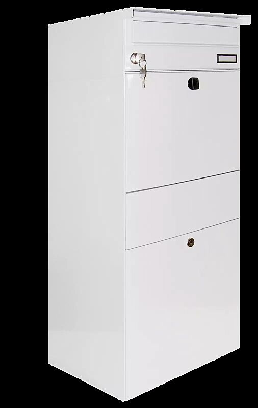 Briefkastensystem CENON mit Zustellbox in RAL 9016 verkehrsweiß