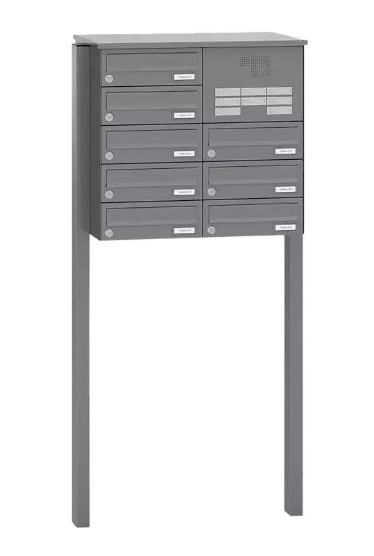 Briefkastenanlage ASTET mit 8 Briefkästen, zum Einbetonieren, mit Sprech- und Klingelfach, in RAL 9007 graualuminium