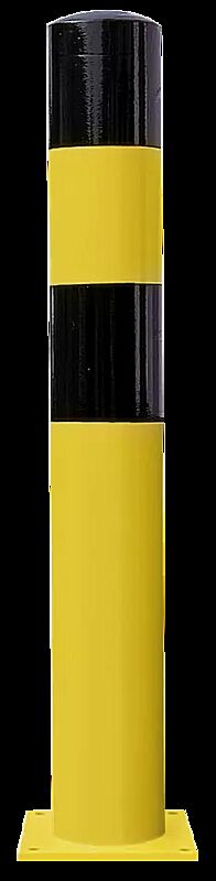 Rammschutzpoller BESKYT Ø 159 mm, zum Aufdübeln, gelb-schwarz kunststoffbeschichtet