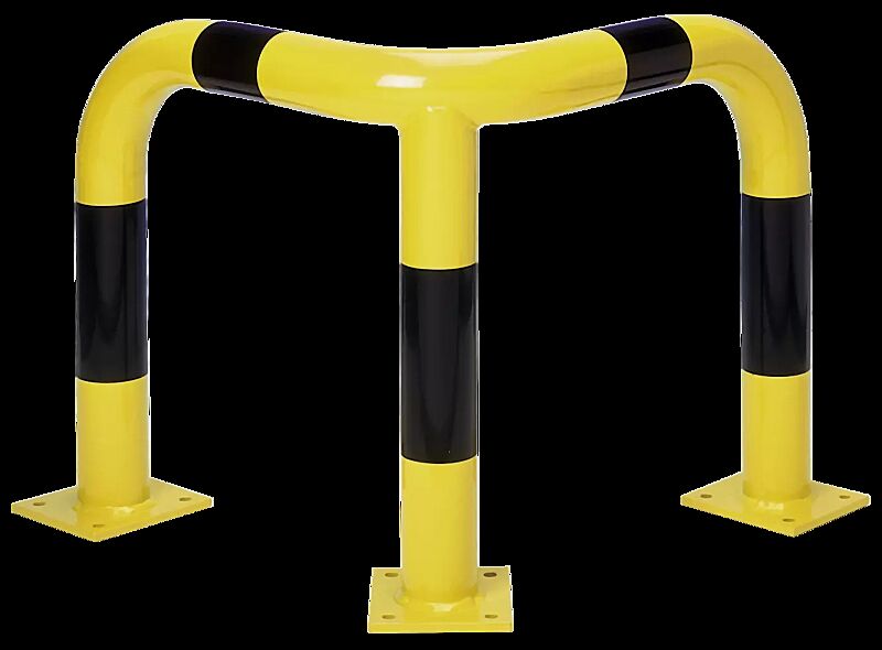 Rammschutzwinkel KEURU zum Aufdübeln, Höhe 600 mm, gelb kunststoffbeschichtet mit schwarzen Signalstreifen