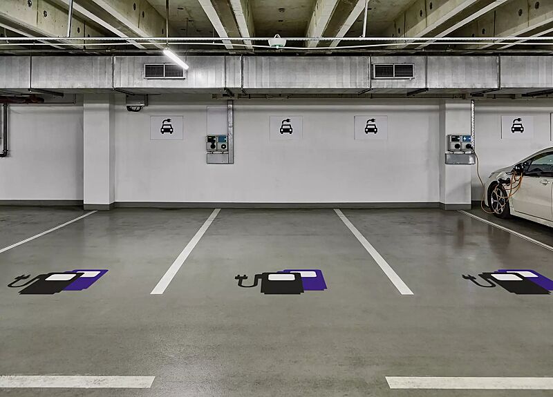 Thermoplastische Markierung LADESTATION FÜR FAHRZEUGE, Breite x Höhe 1000 x 1000 mm