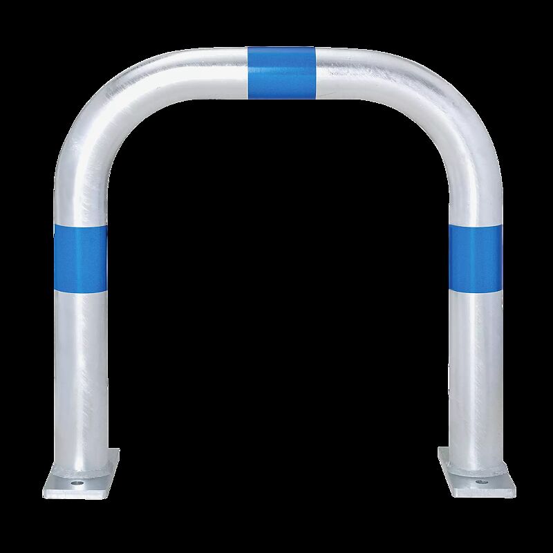 Ladesäulenschutzbügel ADAST, Breite 500 mm, zum Aufdübeln, mit 3 Reflexstreifen in blau