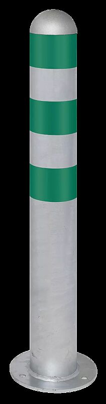 Schutzpoller ANTIN zum Aufdübeln, mit Reflexfolie in grün, feuerverzinkt