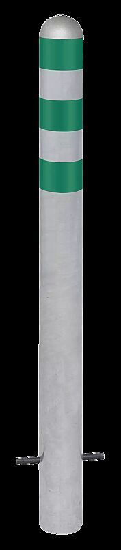 Schutzpoller ANTIN zum Einbetonieren, mit Reflexfolie in grün, feuerverzinkt