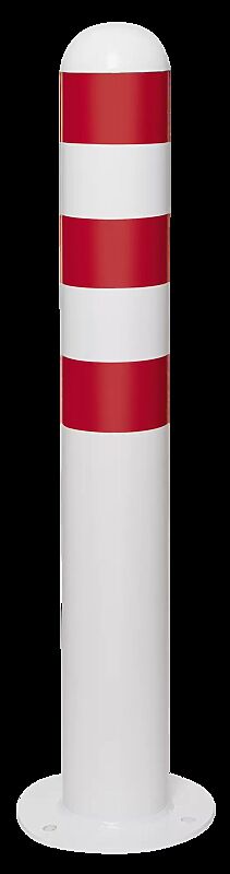 Schutzpoller ANTIN zum Aufdübeln, mit Reflexfolie in rot, pulverbeschichtet in weiß