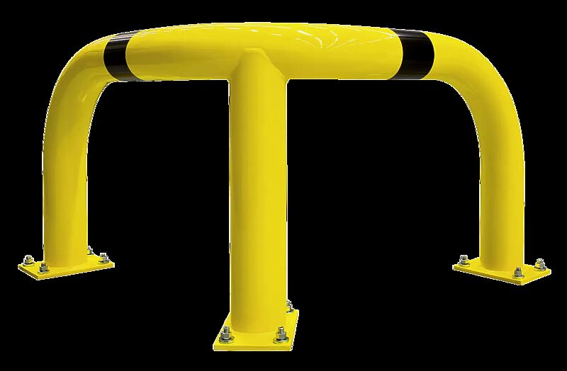 Rammschutzwinkel KEURU zum Aufdübeln, Höhe 350 mm, gelb kunststoffbeschichtet mit schwarzen Signalstreifen