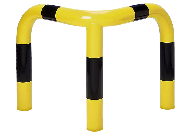 Rammschutzwinkel KEURU zum Einbetonieren, Höhe über Flur 600 mm, gelb kunststoffbeschichtet mit schwarzen Signalstreifen