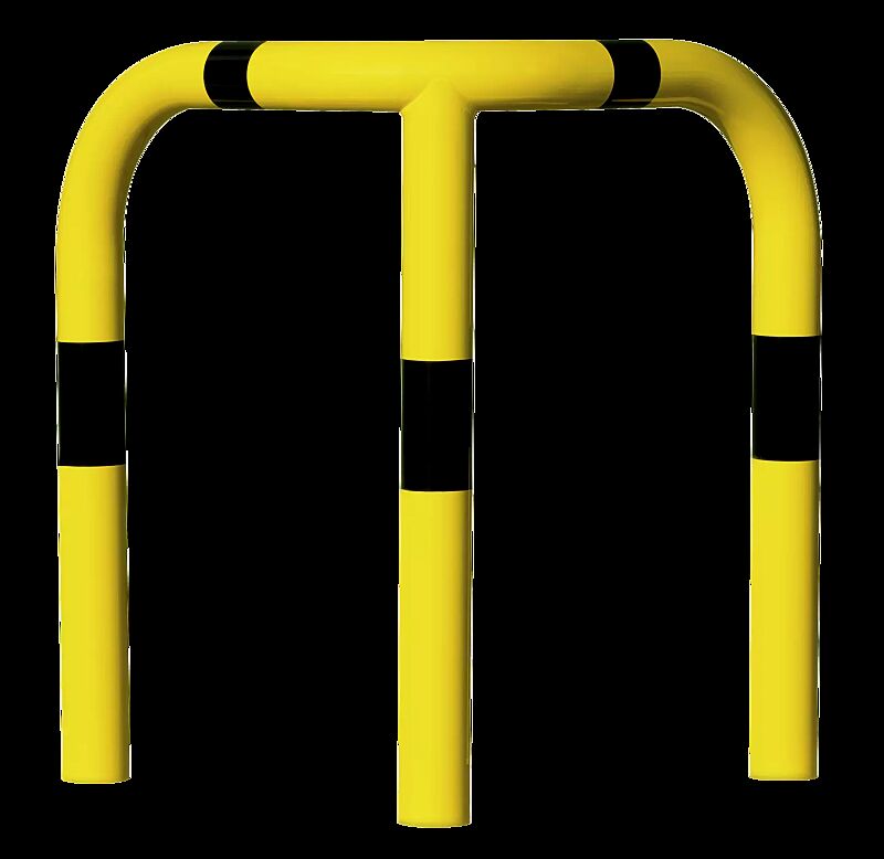 Rammschutzwinkel KEURU zum Einbetonieren, Höhe über Flur 1200 mm, gelb kunststoffbeschichtet mit schwarzen Signalstreifen