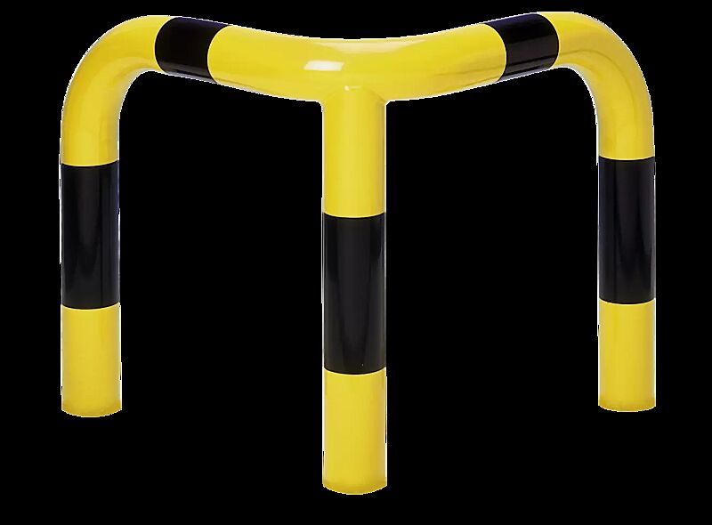 Rammschutzwinkel KEURU zum Einbetonieren, Höhe über Flur 600 mm, gelb kunststoffbeschichtet mit schwarzen Signalstreifen