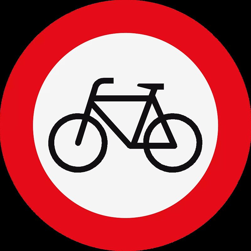 Thermoplastische Fahrbahnmarkierung Symbol: Verbot für Radfahrer