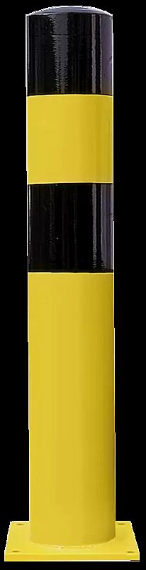 Rammschutzpoller BESKYT Ø 194 mm, zum Aufdübeln, gelb-schwarz kunststoffbeschichtet