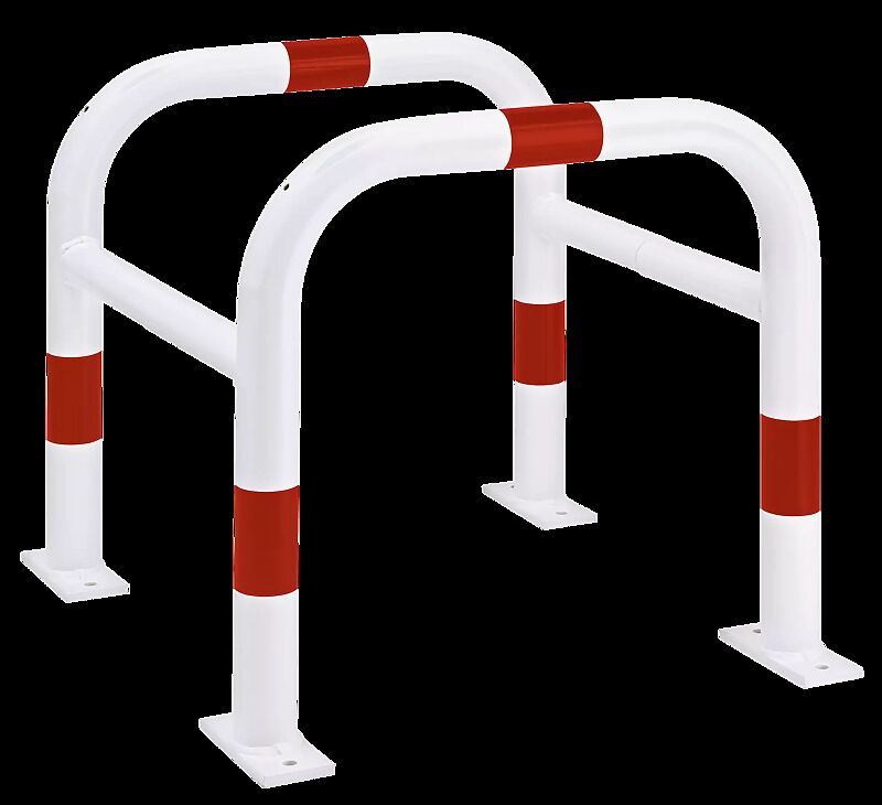 Säulenschutz LAPUA, feuerverzinkt und weiß kunststoffbeschichtet mit roten Signalstreifen