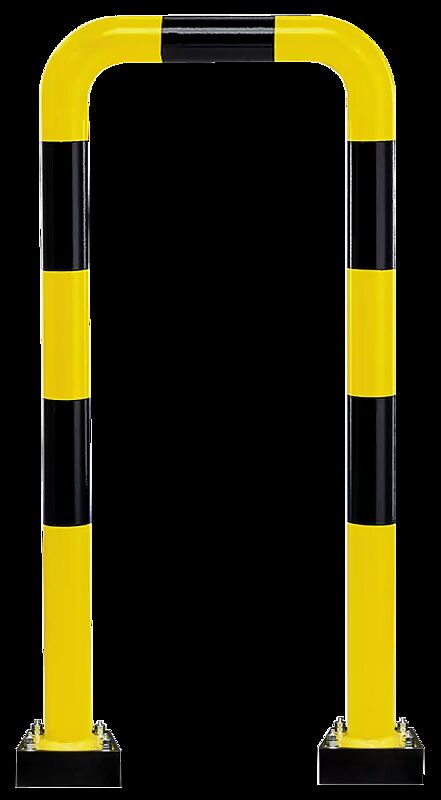 Rammschutzbügel NILSA, H x B 1240 mm x 750 mm, gelb kunststoffbeschichtet mit schwarzen Signalstreifen