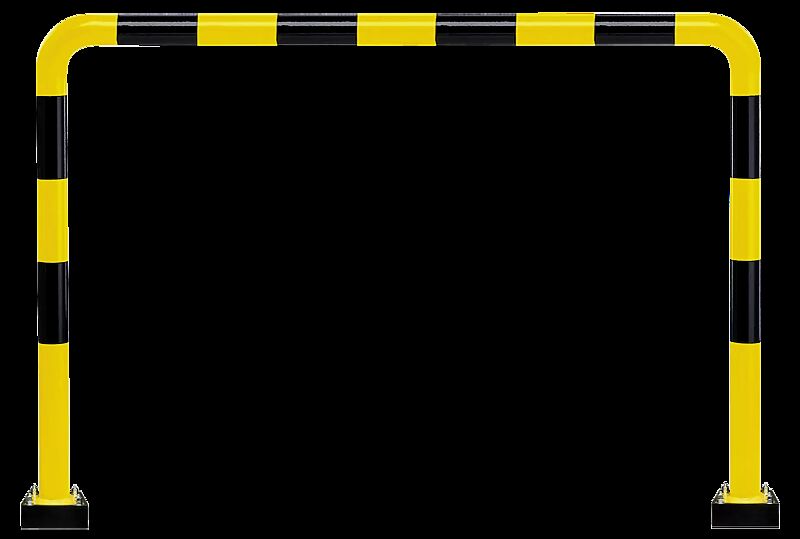 Rammschutzbügel NILSA, H x B 1240 mm x 2000 mm, gelb kunststoffbeschichtet mit schwarzen Signalstreifen