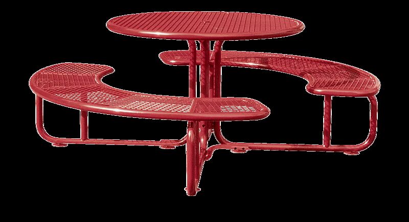 Bank-Tisch-Kombination PAVIA, rund, in RAL 3000 feuerrot