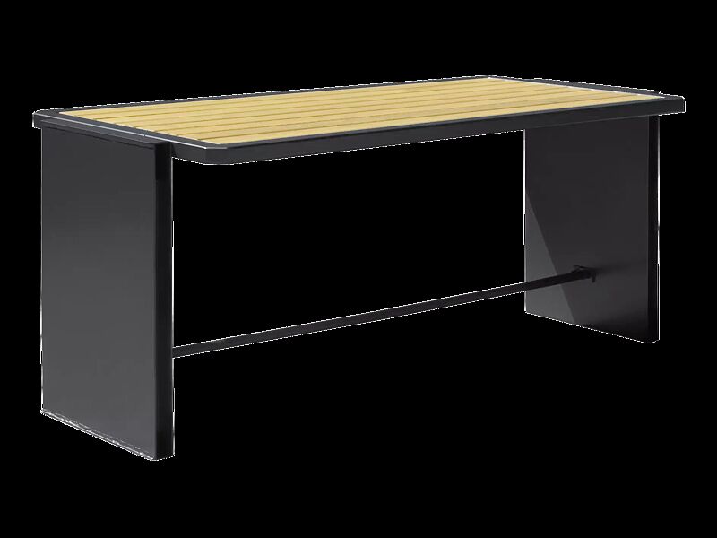 Tisch NATURA mit Eschenholzbelattung, Stahlteile in RAL 7016 anthrazitgrau