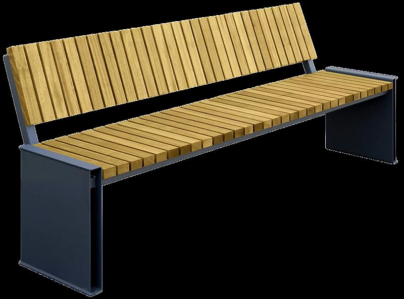 Sitzbank TERNI mit Rückenlehne, Stahlteile in RAL 7016 anthrazitgrau